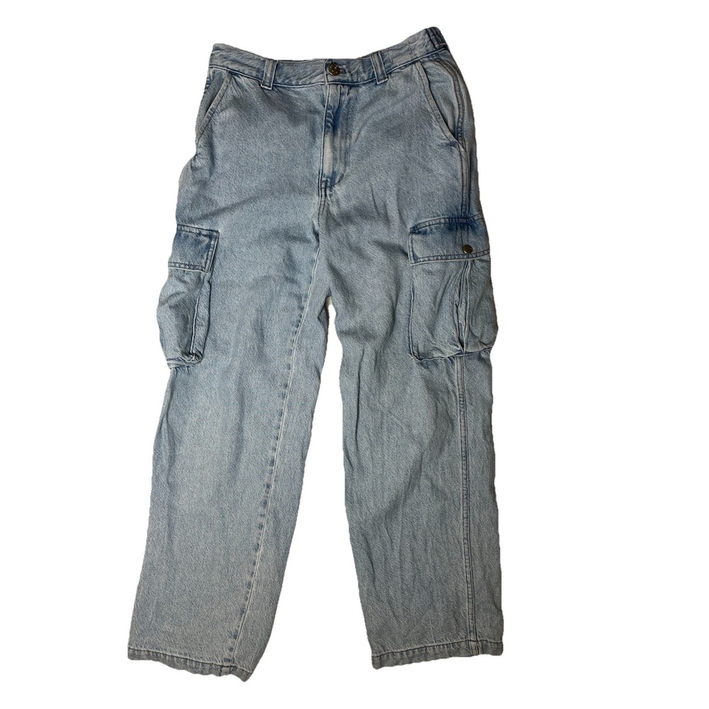 Madewell Low-Slung Straight Cargo Jeans in Coleman Wash Sz 25 Y2K Retro Skater